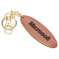 Long Oval Shaped Wooden Key Chain in Rosewood Finish